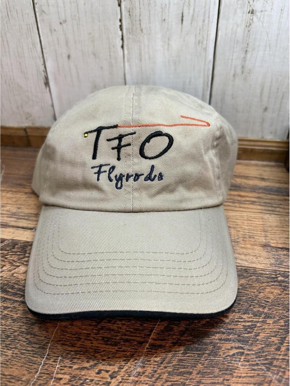 TFO Fly Rods Beige Embroidered Adjustable Cotton Baseball Cap Hat Fishing Gear
